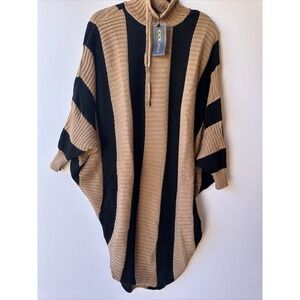 CCK. STYLE Camel Stripe Wool Blend Dolman Dress Cozi Winter SZ XL